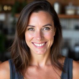 Céline Dubois, fondatrice de Papillon Gourmand, le sourire aux lèvres dans un environnement culinaire.