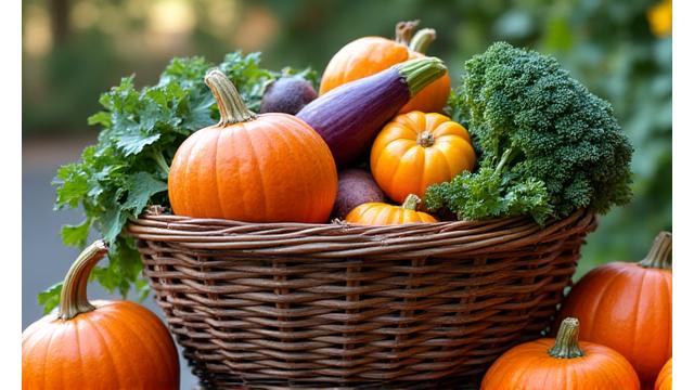 Un panier de légumes de saison frais et colorés