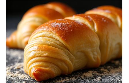 Photo d'une pâte feuilletée dorée et croustillante
